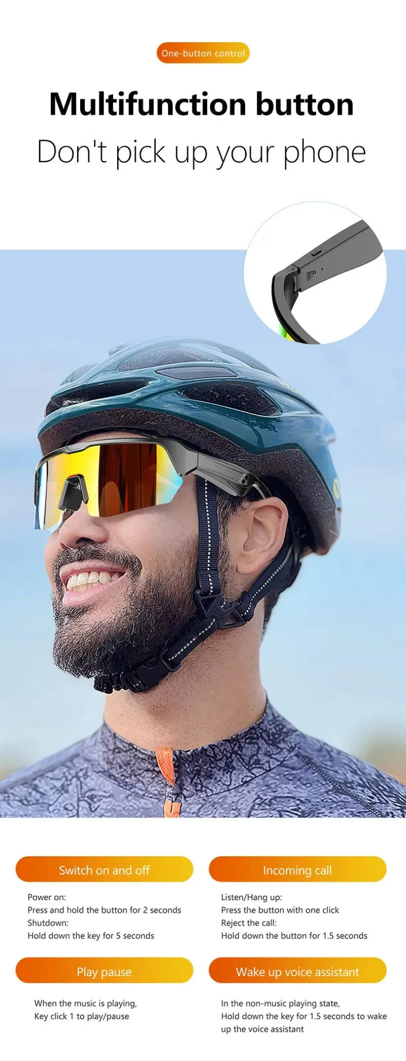 Cycling Running Bluetooth Smart Glasses